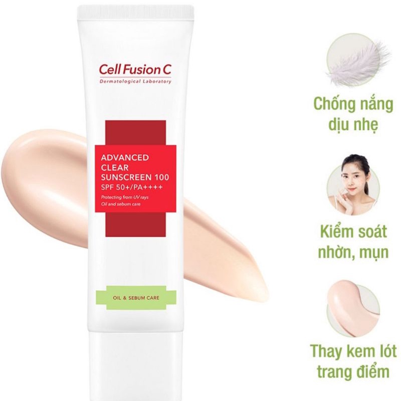 Kem Chống Nắng Cell Fusion C Advance Clear Sunscreen 100 SPF50+/PA+++