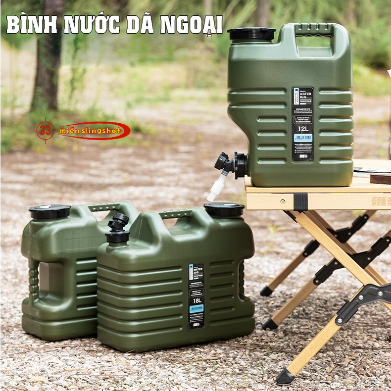 Bình đựng nước cắm trại du lịch dã ngoại di động ngoài trời, có van khóa, có vòi nối dài tiện lợi - DCP9