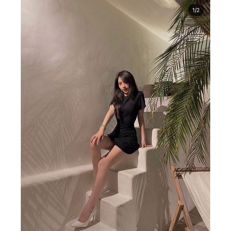 [BEST SELLER] Classic Dress - Đầm xoè trơn đen tay ngắn 🖤