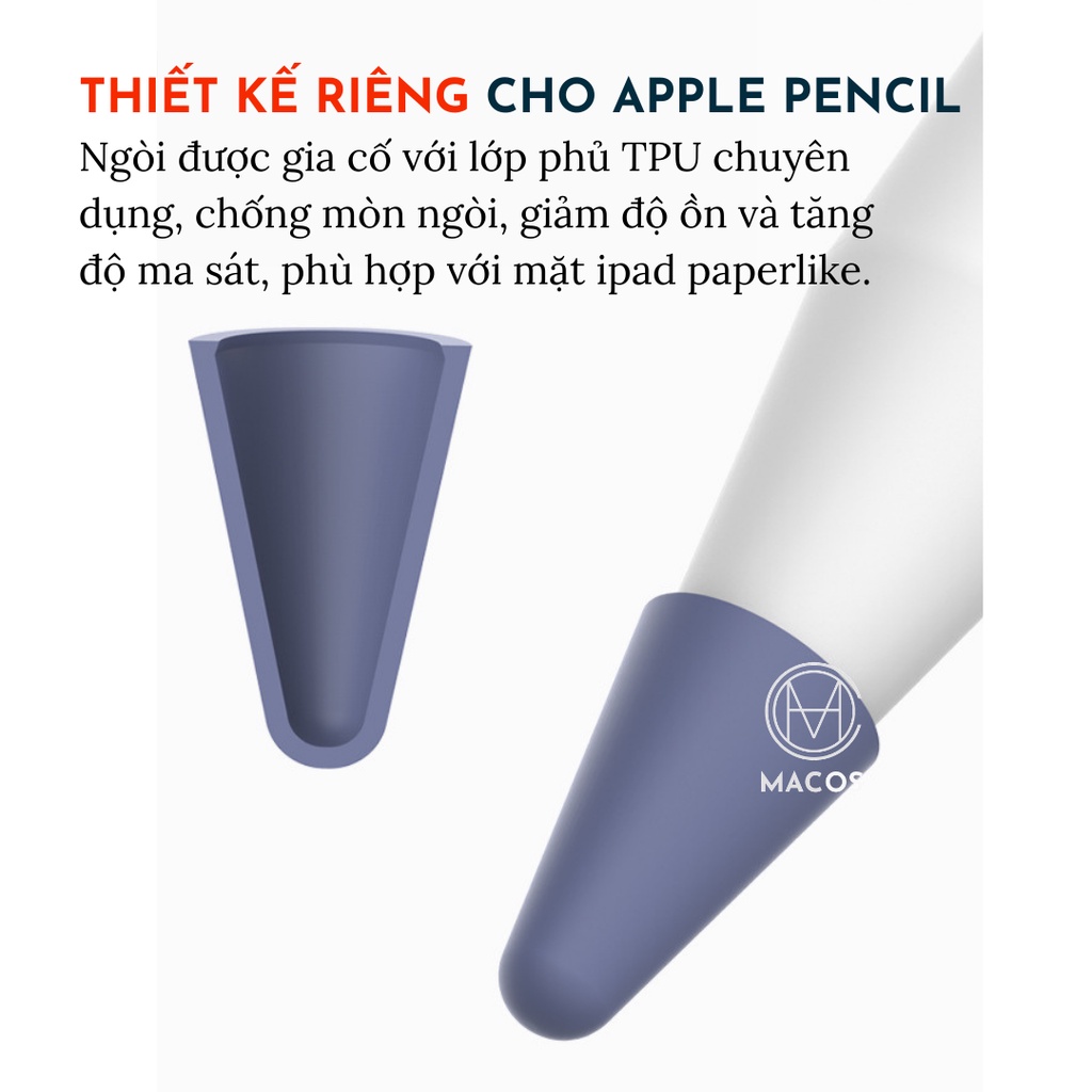 Vỏ bọc bảo vệ đầu ngòi Apple Pencil 1 2 bằng silicon/TPU cao cấp chống trượt hỗ trợ vẽ paperlike (AP14)