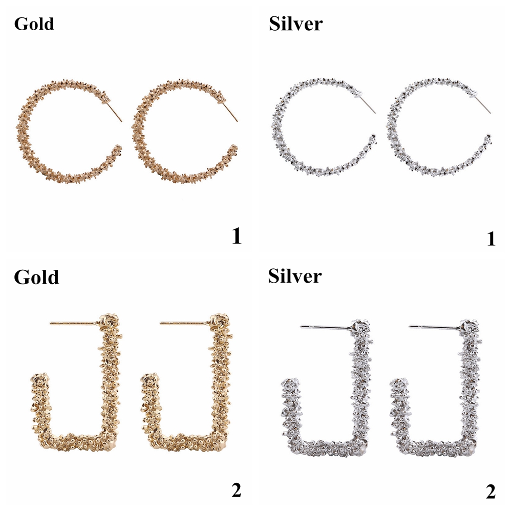 Đôi Bông Tai Chữ C Đính Đá Phong Cách Gothic