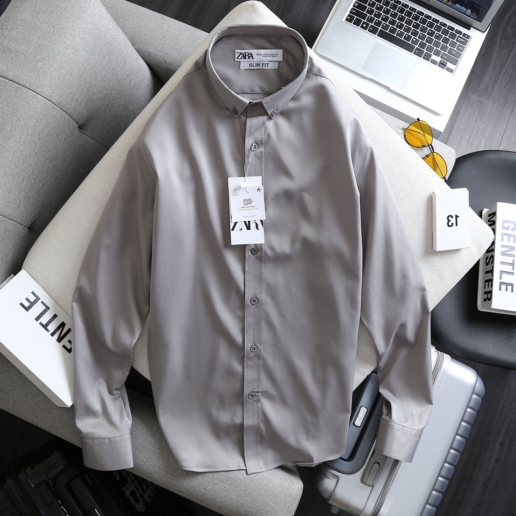 [VNXK]  Áo Sơ Mi Nam Dài Tay ZR - Chất Lụa Bóng Trơn Đẹp, Không Nhăn, Dáng Trẻ Trung, Thanh Lịch | BigBuy360 - bigbuy360.vn
