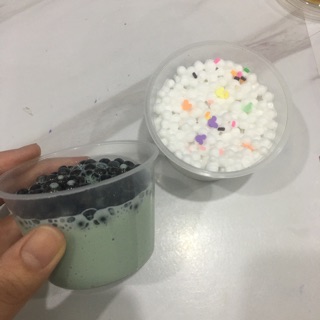 Slime xốp - trà sữa matcha, bánh kem sinh nhật