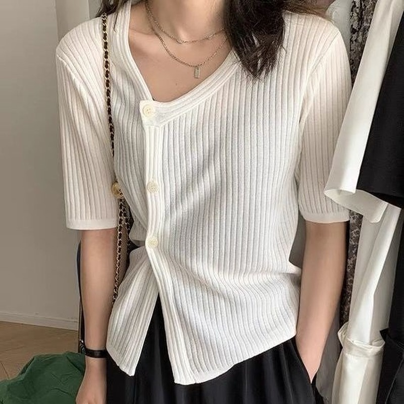 Áo cardigan tay ngắn họa tiết kẻ sọc độc đáo phong cách Hàn Quốc thời trang hè cho nữ