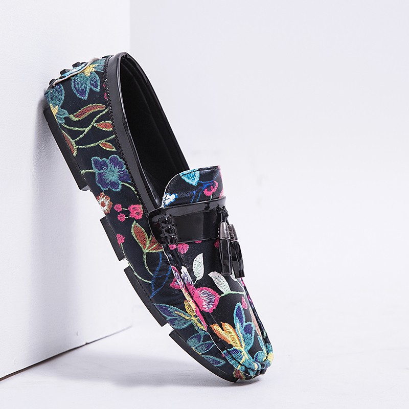 free Hoa Thiết kế Đàn ông Loa Loa thông thường Trượt trên Giày PU Da Kinh doanh Màu hỗn hợp uy tín Uy Tín 2020 ♤ hot