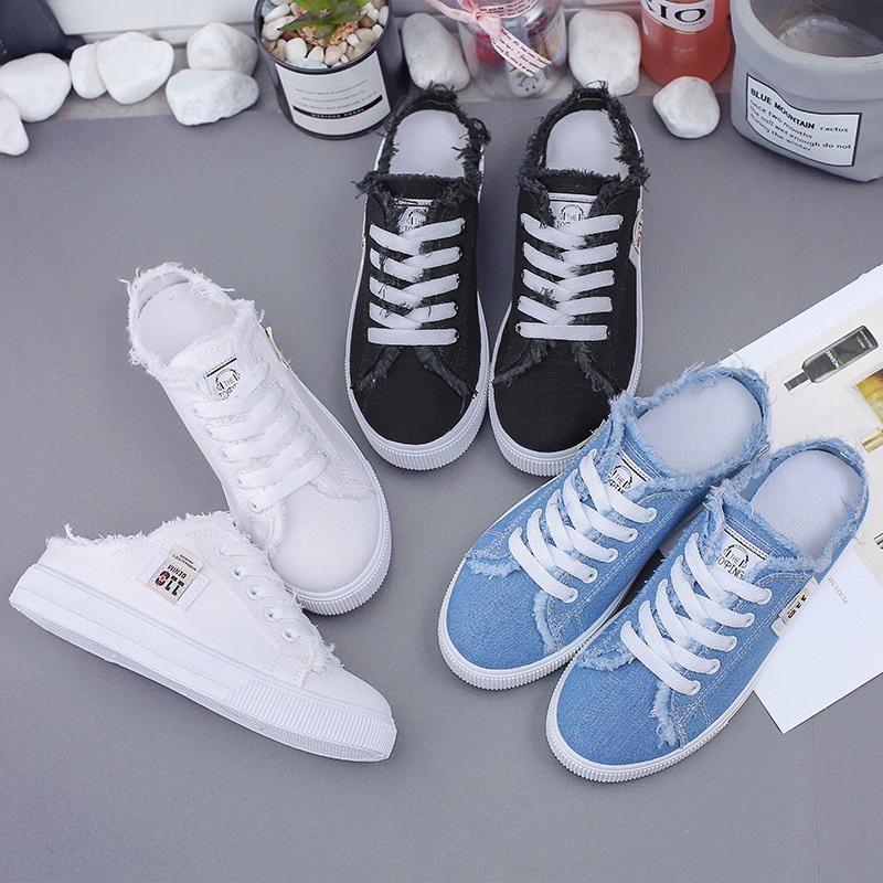 Giày Lười Canvas Hở Ngón Cho Nữ