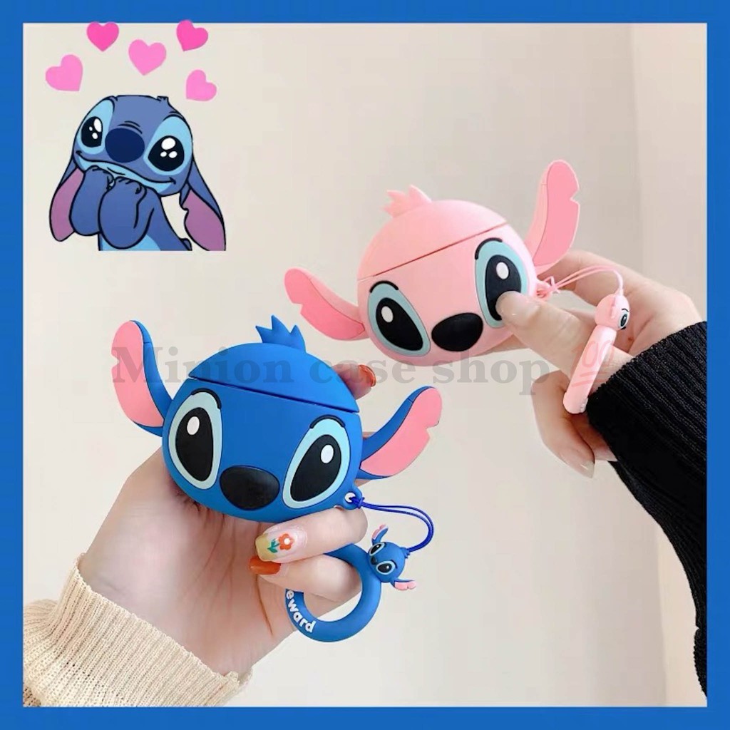 Ốp case Airpods 1/2, Airpods Pro Lilo tai to silicon 3D Lilo & Stitch cao cấp
