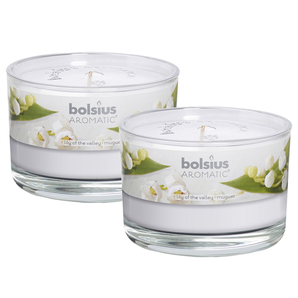 Combo 2 ly nến thơm tinh dầu Bolsius Lily of the Valley 155g - hoa lan chuông, thơm phòng, hỗ trợ khử mùi, không khói