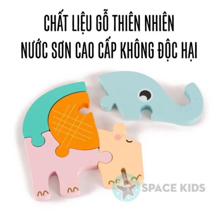 Đồ chơi gỗ cho bé Tranh ghép hình gỗ 3D thông minh SK04 cỡ to 15cm Space Kids