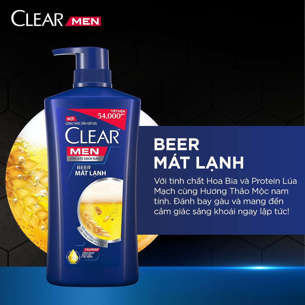 [HB GIFT] Dầu gội sạch gàu Clear Men Beer mát lạnh 650Gr, tặng kèm khăn tắm cao cấp | BigBuy360 - bigbuy360.vn
