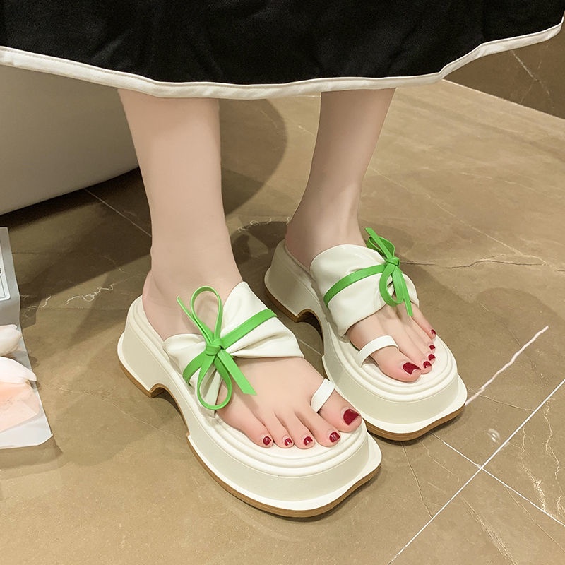 Dép Sandal Đế Dày Trang Trí Nơ Thời Trang Mới