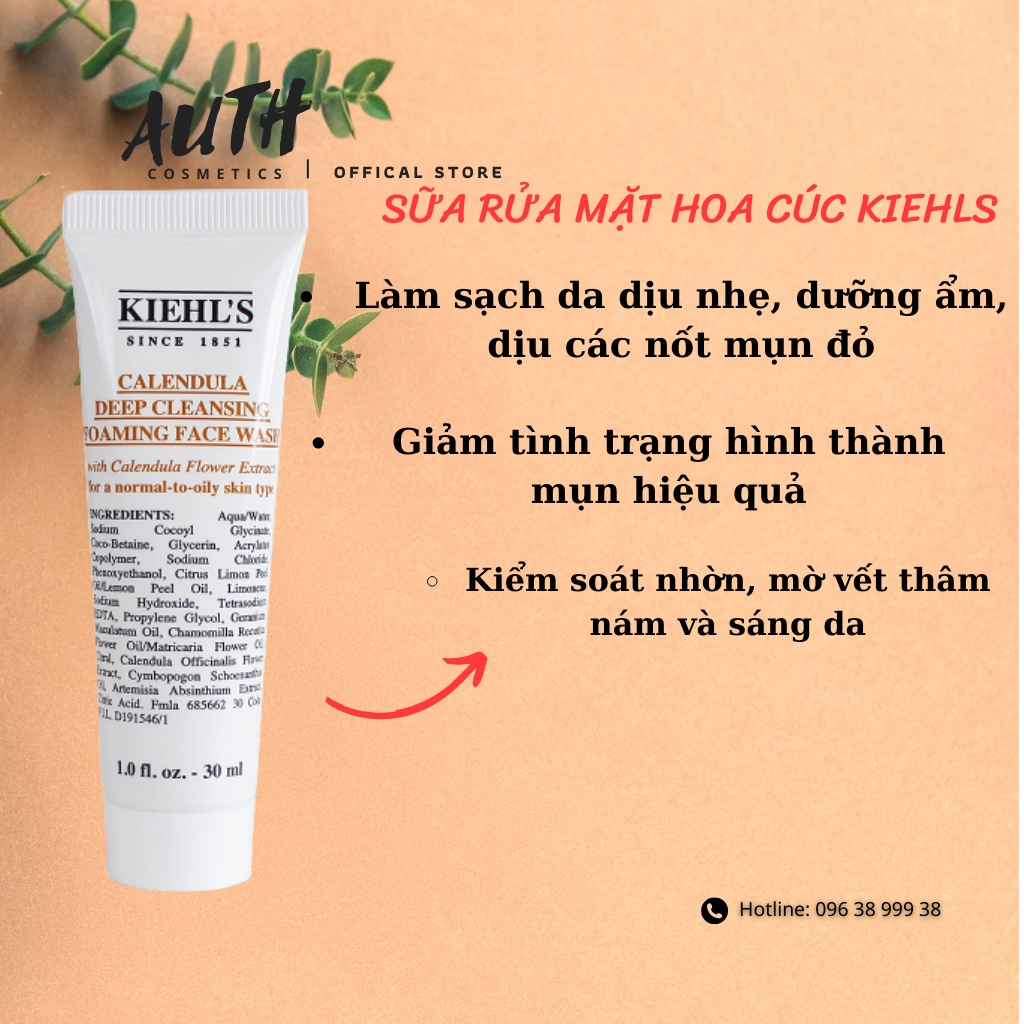 Sữa Rửa Mặt Hoa Cúc KIEHL’S Calendula Deep Cleansing Foaming Face Wash 30ml