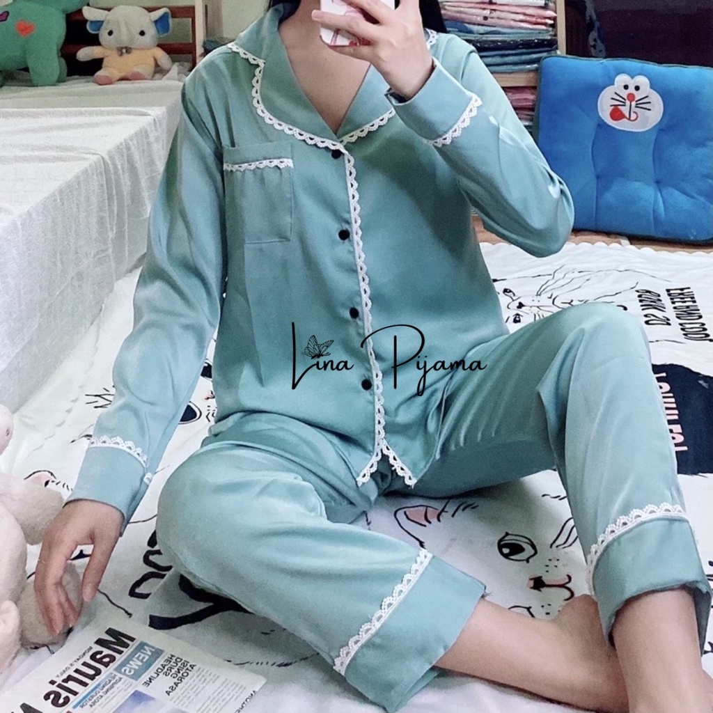 ❤️ Bộ Lụa Trơn Dài Tay Siêu Sang Chảnh, Bộ Mặc Nhà Cổ Ren Cao Cấp Mềm Mát | BigBuy360 - bigbuy360.vn