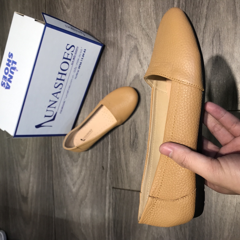 Giày lười nữ đế bệt da bò LUNASHOES 1062 bào hành 2 năm giầy trung niên cho mẹ chất lượng dùng làm quà tặng