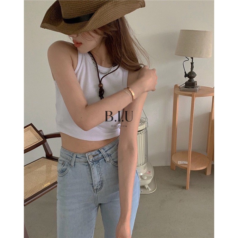 Áo ba lỗ nữ kiểu ngược áo croptop basic chất len tăm dáng ôm co dãn BB0006 BIU Clothing