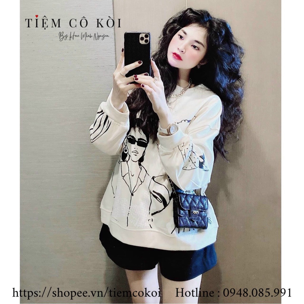 Áo nỉ oversize trắng áo hoodie nữ hình cô gái xinh xắn tiemcokoi | BigBuy360 - bigbuy360.vn
