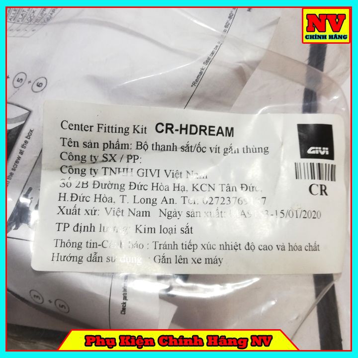 Pát Gắn Thùng Giữa Honda Hdream Givi Chính Hãng - BH 2 Năm