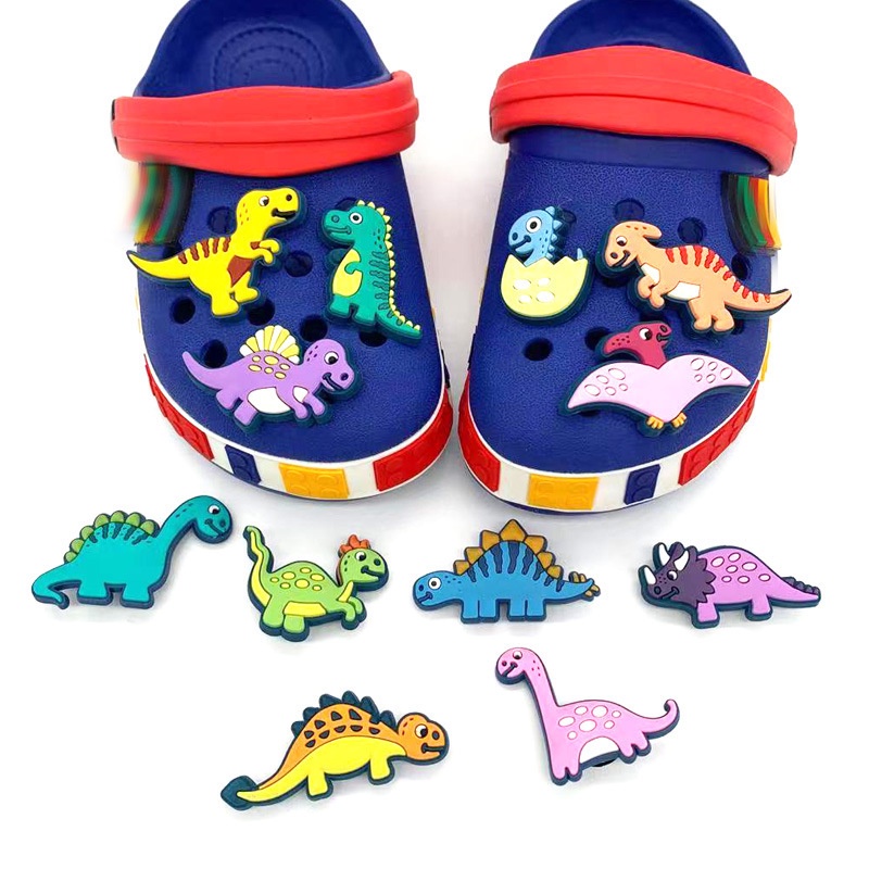 Phụ Kiện Trang Trí Giày Crocs Bằng PVC Hình Khủng Long Hoạt Hình Đáng Yêu
