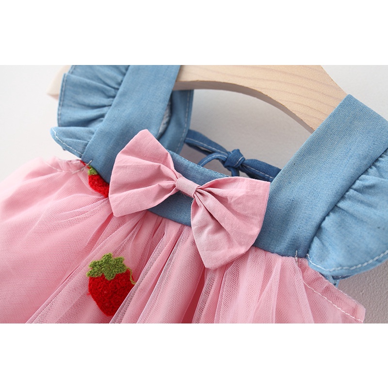 Đầm cánh tiên Nami Kids cho bé gái thêu dâu và cherry dễ thương