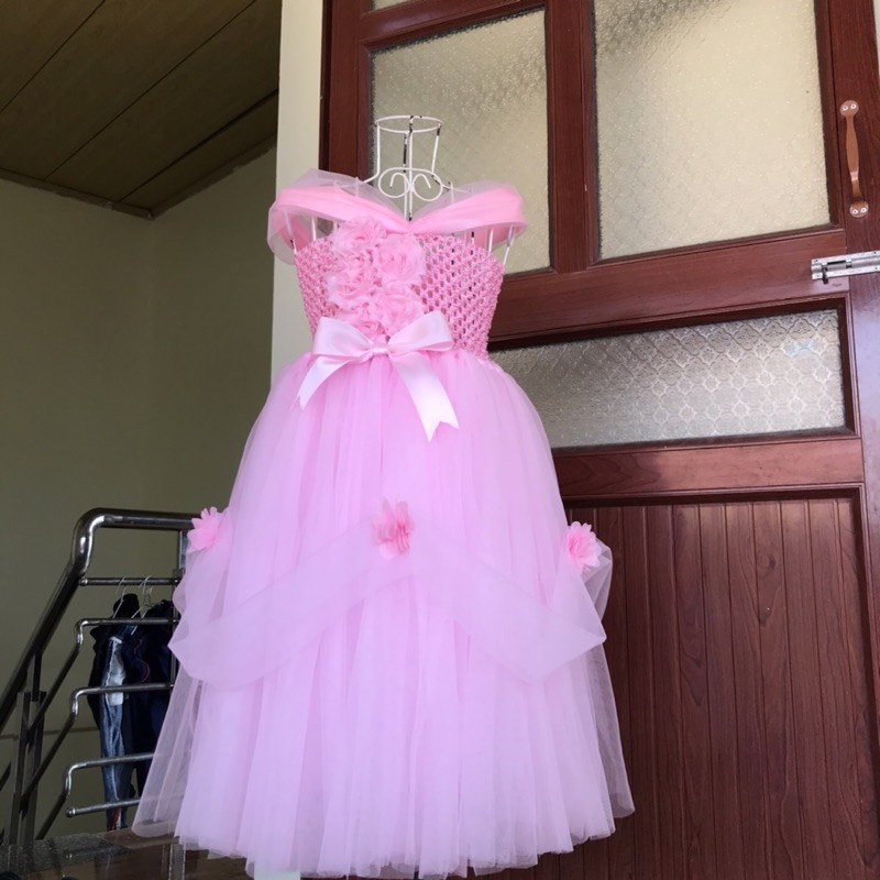 Đầm công chúa BELLE hồng phấn cho bé