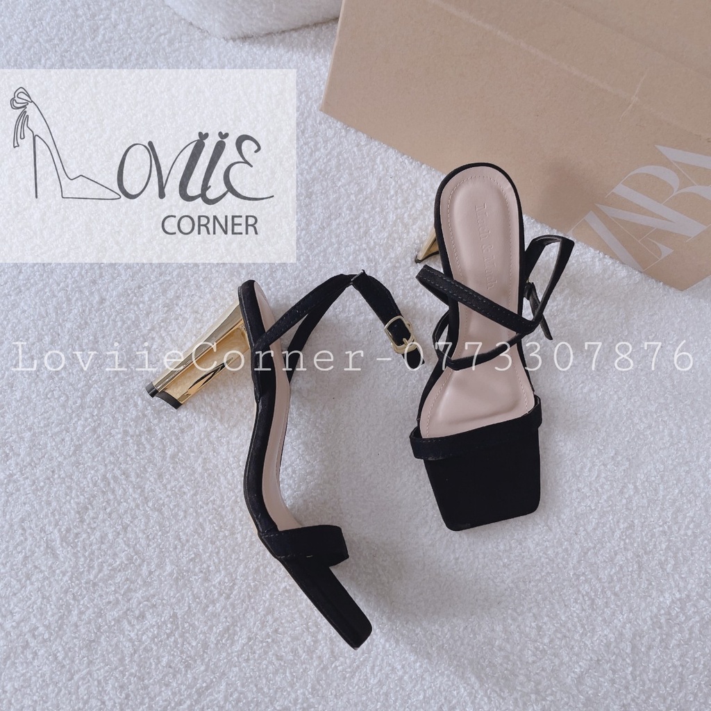 SANDAL CAO GÓT LOVIIECORNER - GUỐC NỮ QUAI NGANG MẢNH - GIÀY THỜI TRANG MŨI VUÔNG G220419