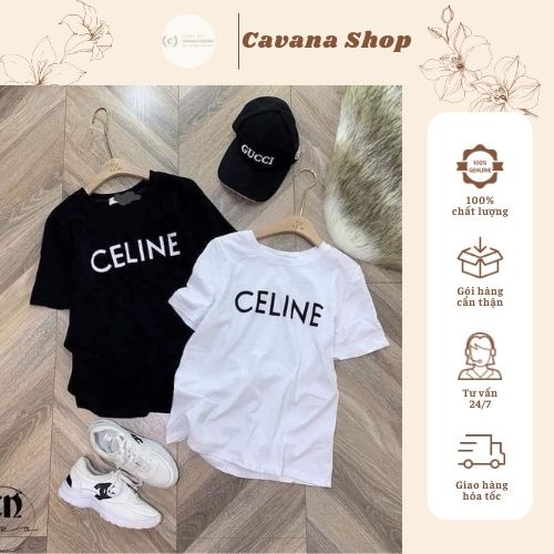 Áo phông tay lỡ in hình chữ CELINE kiểu dáng unisex