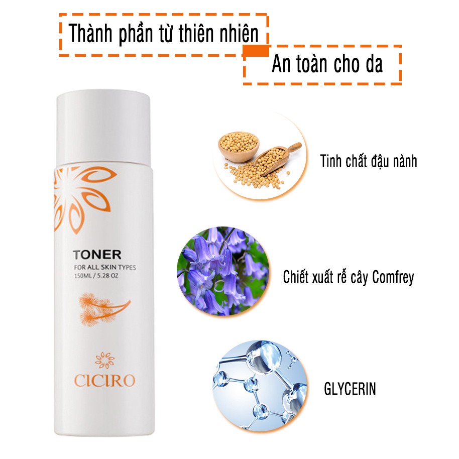 Nước cân bằng da Hàn Quốc Ciciro - Ciciro Toner giúp cân bằng môi trường pH của da, làm se lỗ chân lông,căng bóng, mướt