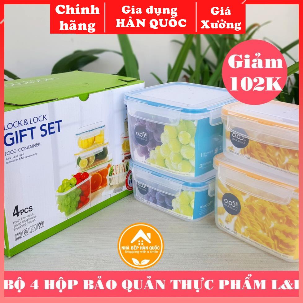 Bộ hộp nhựa đựng thực phẩm, hộp đựng thức ăn Lock and Lock Classic Gift Set NlP211S001 [Chính hãng+Freeship]