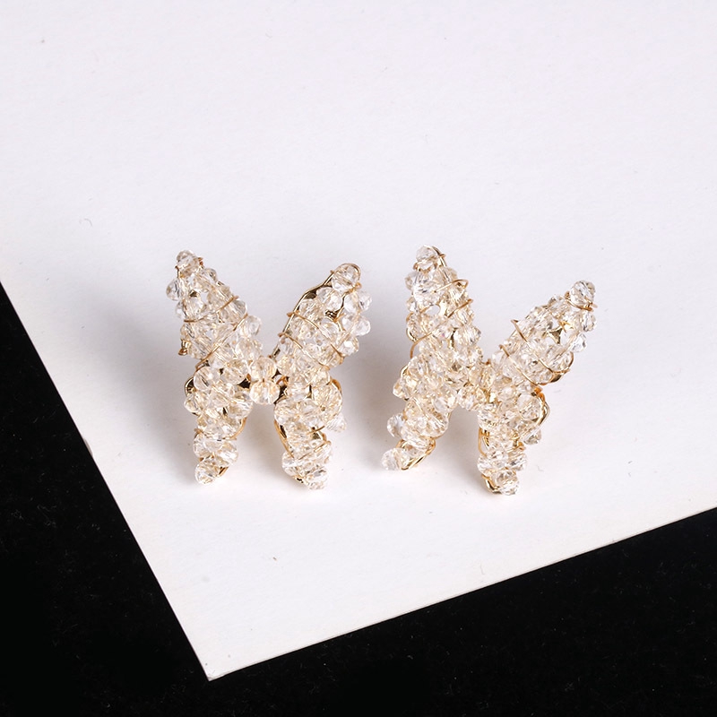 Bông Tai Mạ Bạc 925 Hình Bướm Đính Đá Phong Cách Hàn Quốc