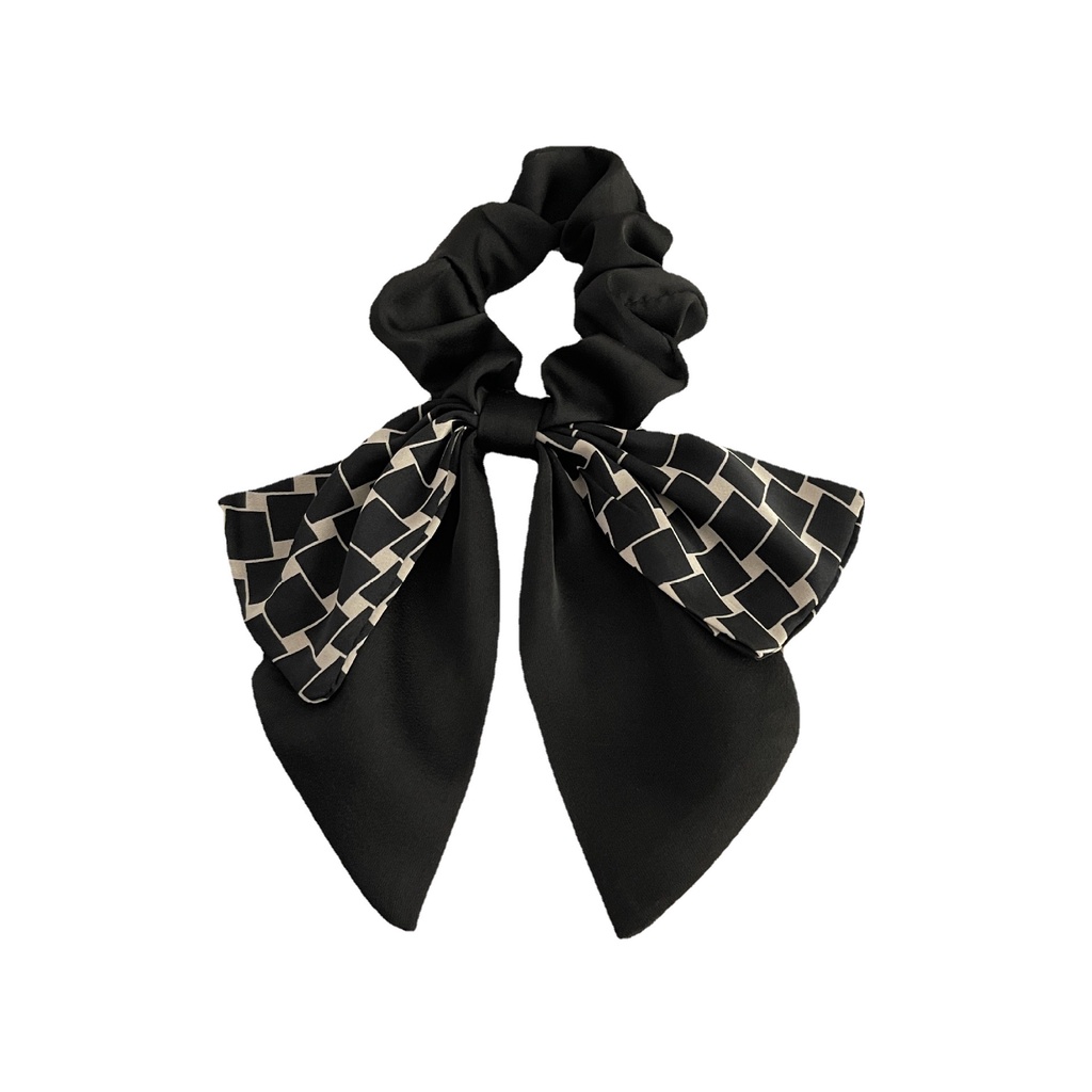 Dây Buộc Tóc Nơ Họa Tiết Sọc Caro Cỡ Lớn Phong Cách Nhật Hàn Xinh Xắn