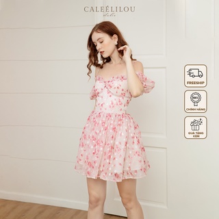 Caleelilou - Đầm voan dập hoa nổi Molarose kèm dây buộc tóc