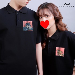 Áo polo full box hình đáng yêu, phom unisex nam nữ