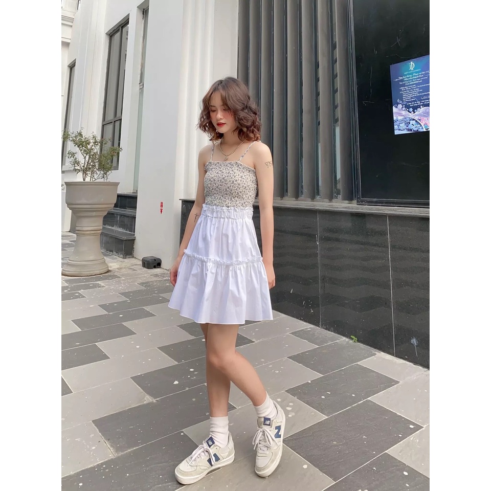 Áo croptop hai dây hoa nhí thân chun có 5 màu