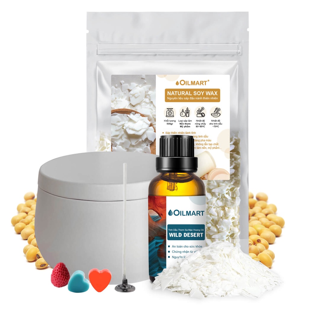 Bộ Nến Thơm Tự Làm Oilmart Scented Candle Diy Kit - Hủ Nhôm 200g 01 hủ nhôm (tự chọn ).