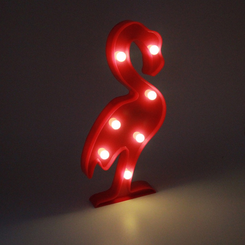 Đèn LED 3D 7 Bóng Hình Chim Hồng Hạc Chạy Bằng Pin Tiện Dụng