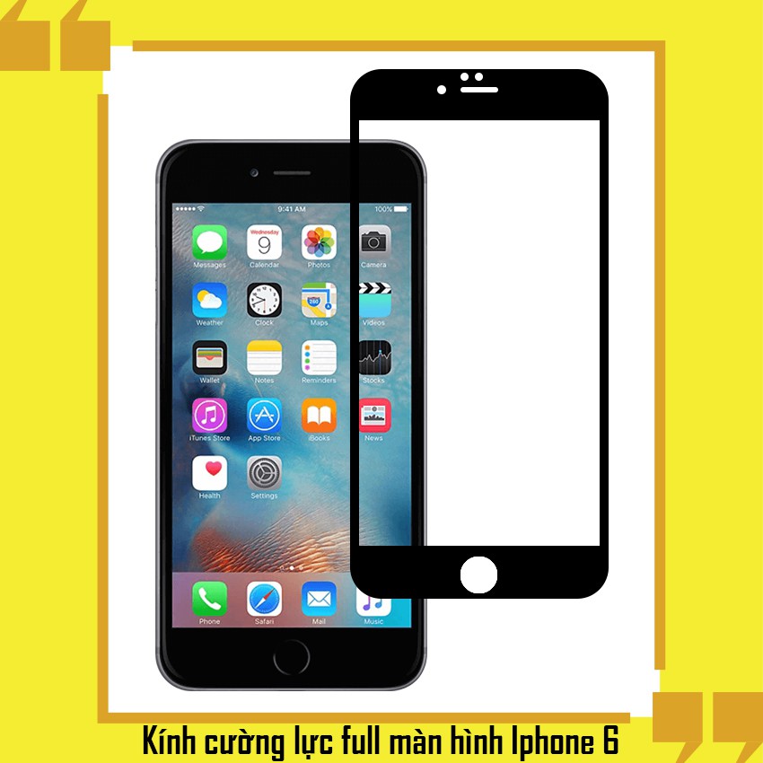 Kính cường lực điện thoại Iphone 6 - Full màn hình - màu Đen