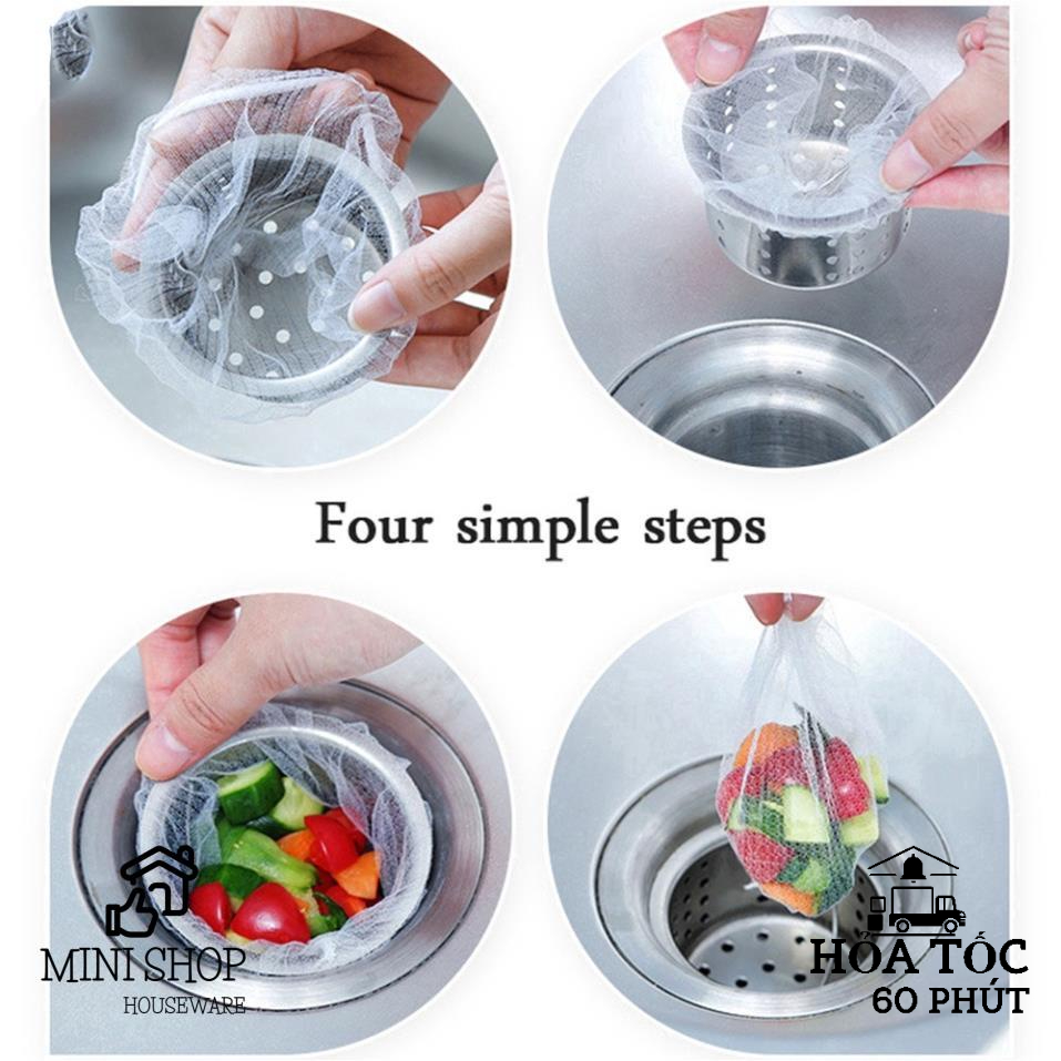 Combo 100 Túi Lưới Lọc Rác Bồn Rửa Chén Tiện Dụng