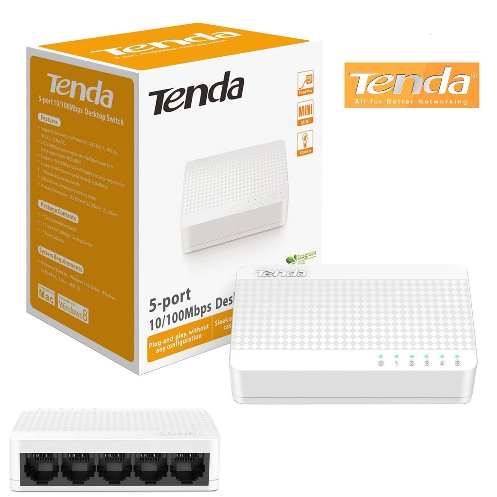 Thiết Bị Chia Mạng Tenda S105 Hub/ Switch 5 Port, 100Mb