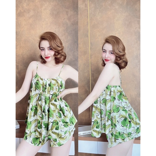 Đồ ngủ nữ, đồ ngủ sexy nữ hai dây gợi cảm bigsize chất mango siêu mát dưới 70kg .