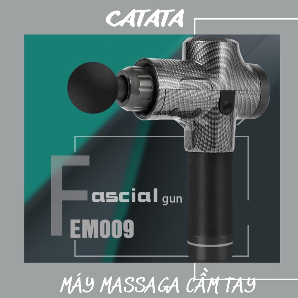 Máy massage cầm tay Cao Cấp Cát Á EM009, súng Massage cao cấp 6 Đầu 30 Chế Độ Giãn Căng Cơ, máy massage toàn thân