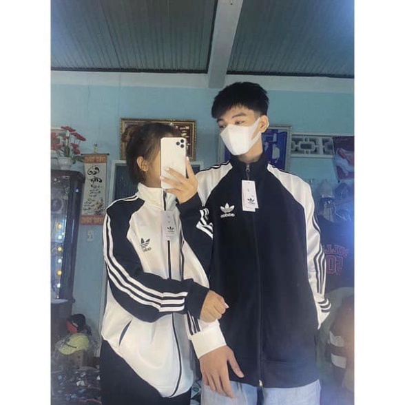 Áo Khoác thể thao nữ, nam áo thu đông chất nỉ Phối 3 Sọc Tay LOGO Adidas Thêu Ngực