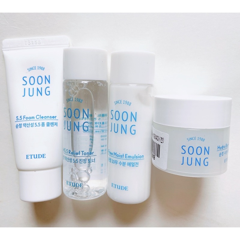 {MiniSize}Set Dùng Thử Etude House Soonjung cho da nhạy cảm: sữa rửa mặt, toner, sữa dưỡng, kem dưỡng