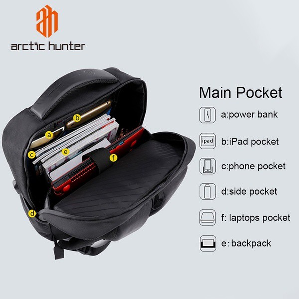 Balo cao cấp Arctic Hunter B00111 chống sốc cho laptop, chống thấm nước, phù hợp đi học, đi làm, công tác ngắn ngày.