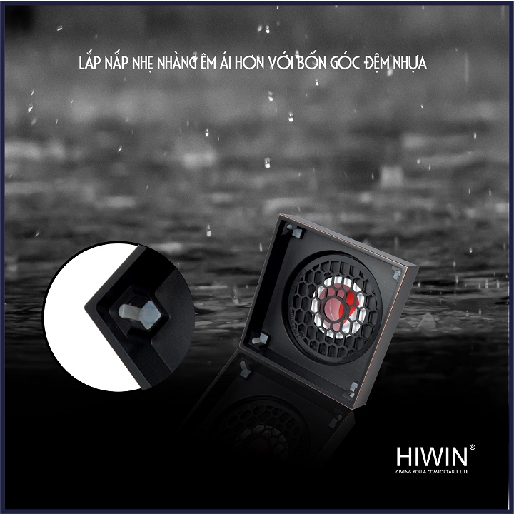 Phễu thoát sàn lát gạch ngăn mùi hôi đồng mạ đen kích thước 100x100mm HIWIN FD-1901B