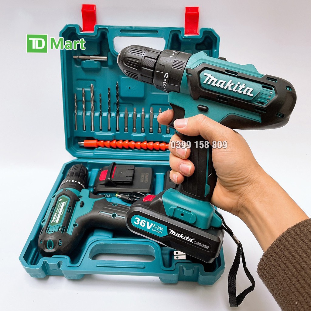 Máy Khoan dùng pin 36V Makita Tặng bộ phụ kiiên 24 chi tiết