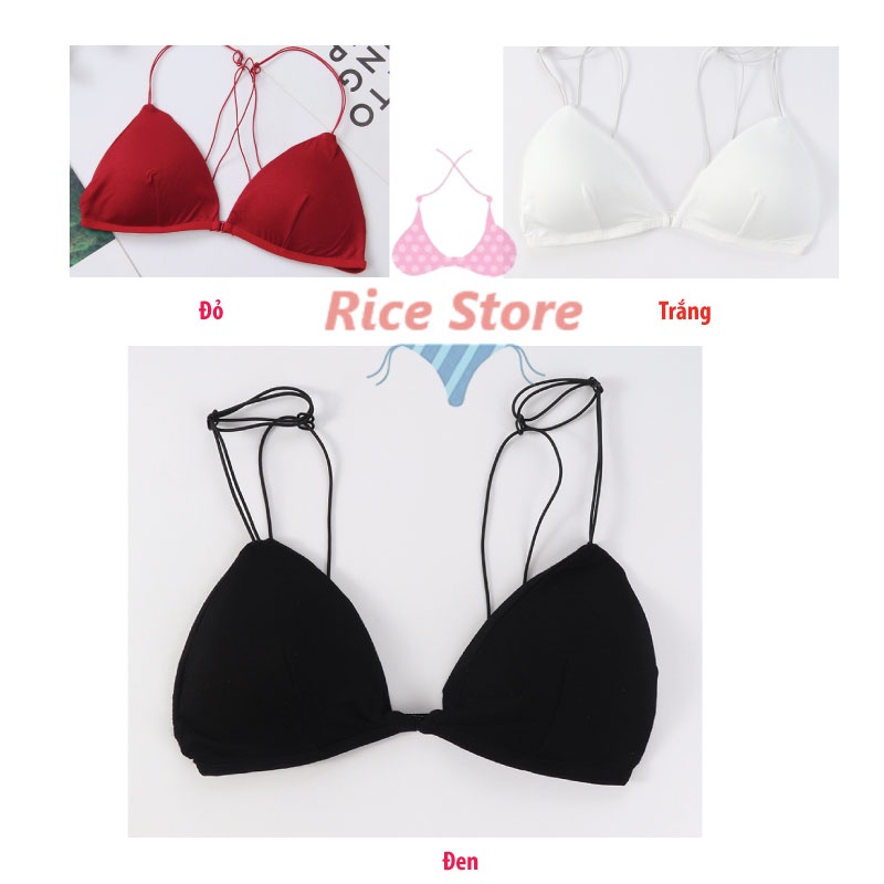 áo lót nữ cotton đệm mỏng cài trước không gọng nâng ngực cao cấp RICESTORE bra 2 dây mảnh sexy big size AL015