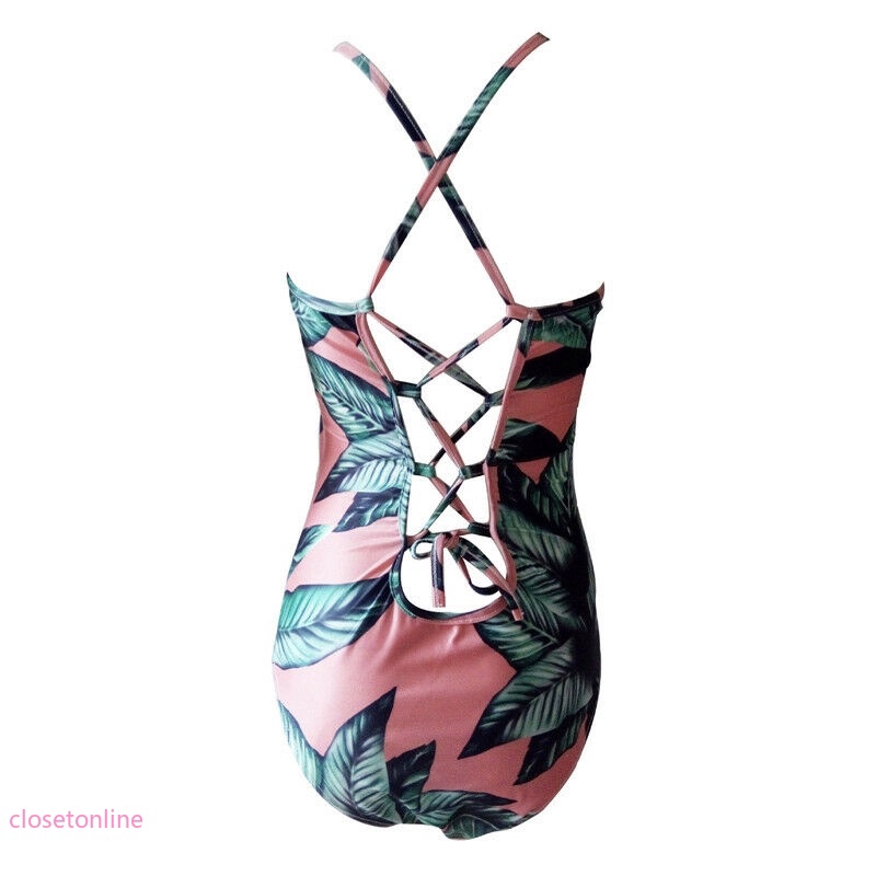 Đồ tắm một mảnh in họa tiết chiếc lá có mút đệm cho nữ | BigBuy360 - bigbuy360.vn