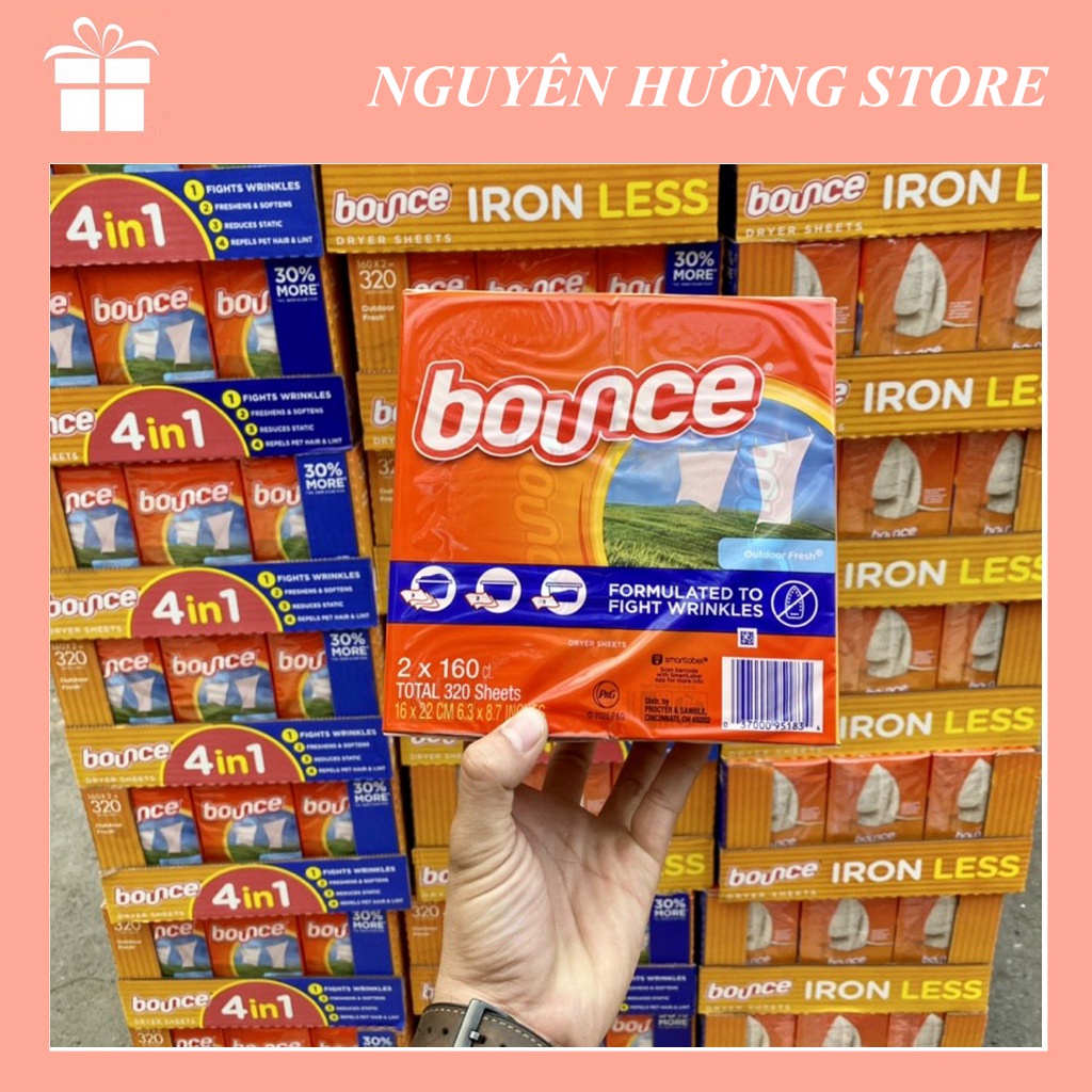 [ Lốc 2 hộp= 320 tờ] Giấy Thơm Quần Áo Bounce Mỹ | Nguyên Hương Store