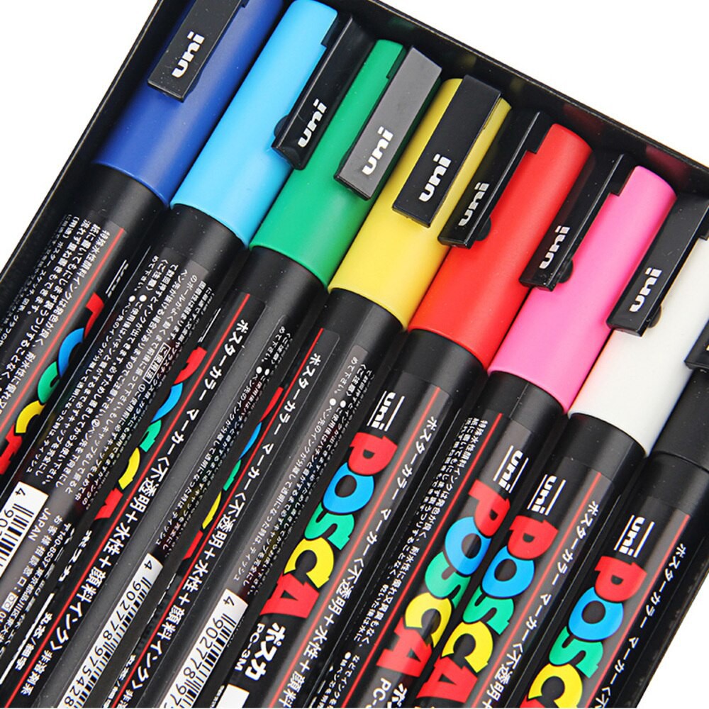 [ARBAT] Bút marker đa dụng Uniball Posca PC-3M - Set 8 màu