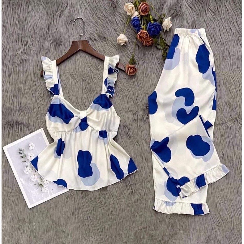 Set Bộ Bigsize❤️Set Bộ 2 Dây Nơ Ngực Quần Lửng Qua Gối Chất Lụa Mềm Mát Hàng May Kỹ Size 50-95kg | BigBuy360 - bigbuy360.vn